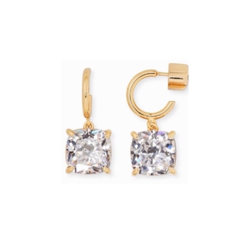 $58 Kate Spade that sparkle square mini stone hoops gold-tone